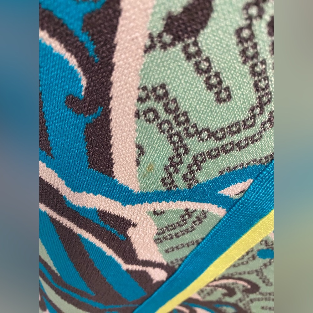 Herve Leger Blue Teal Neon Yellow Multi-Color Bandage Mini Dress - Picture 4 of 6